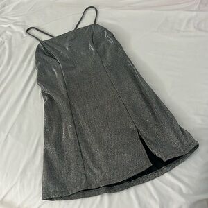 Sparkly Silver Metallic Bodycon Mini Dress